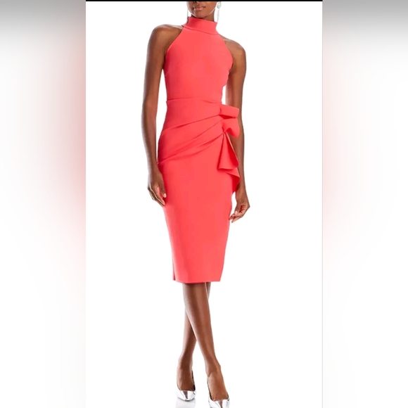 Chiara Boni Dresses & Skirts - Chiara Boni La Petite Robe sleeveless Ruffle Sheath Dress Corallo  Size 16 New